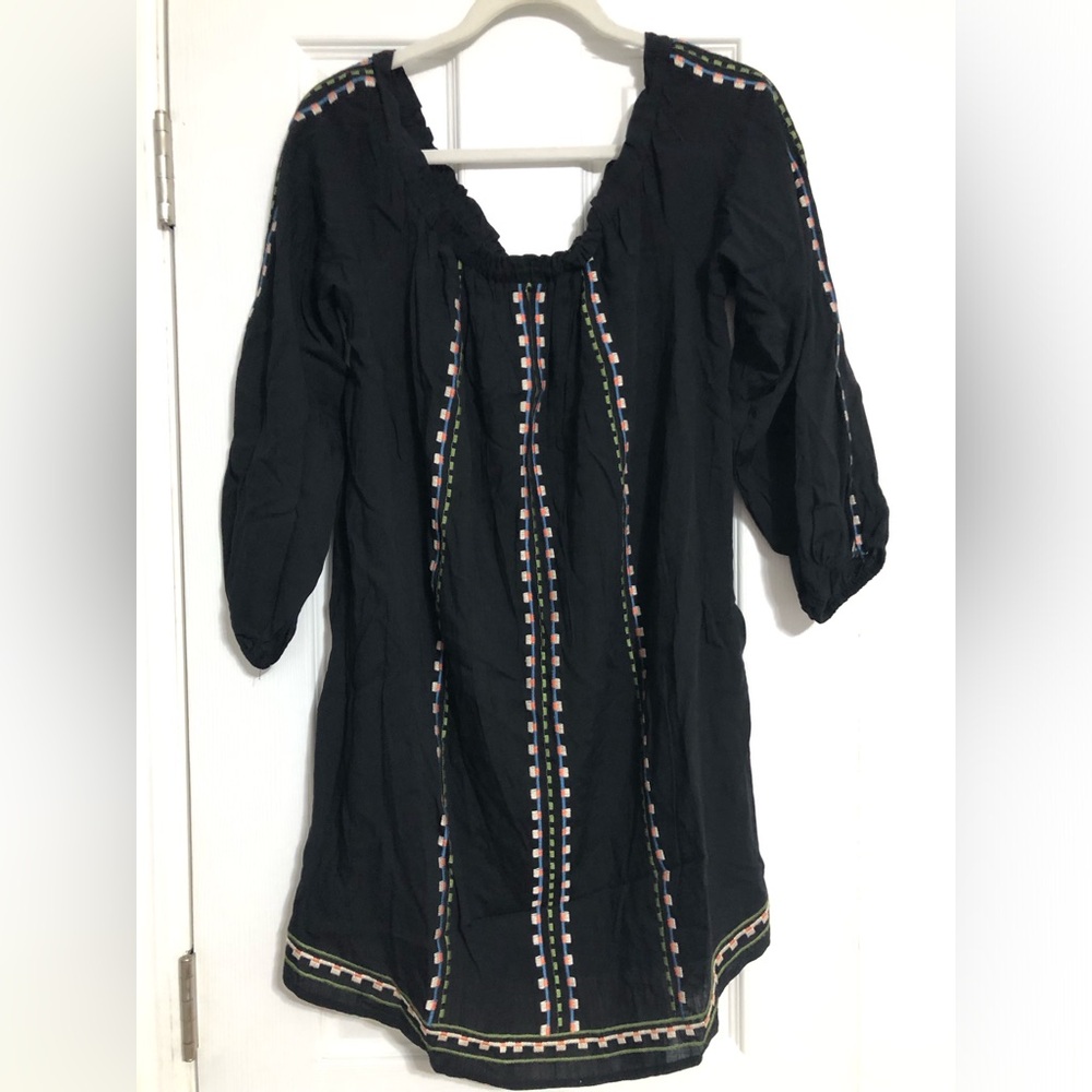 Boho Aztec western embroidered Flying Tomato black dress women’s large‎ new NWT